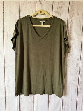 Orvis Classic Collection Olive V-Neck Cap Sleeve Top Size XL